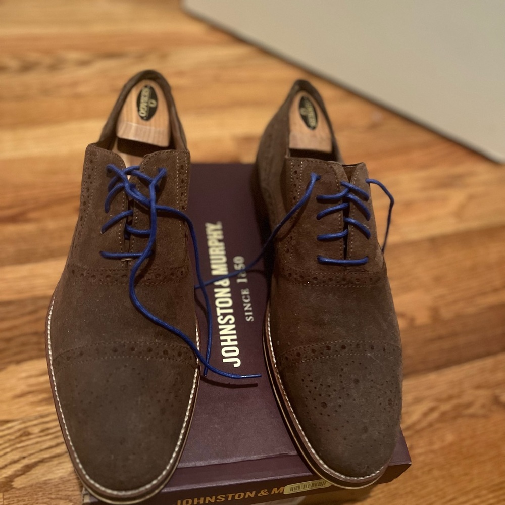 Johnson Murphy- Mens barely worn suade dress shoes. Very comfortable.